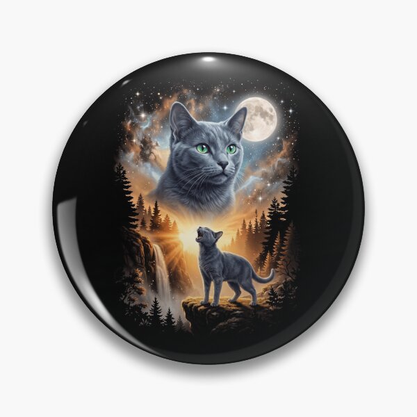Item preview, Russian Blue Howling Moon Art Cat Mom Dad Lover designed and sold by dian-rody-crest.