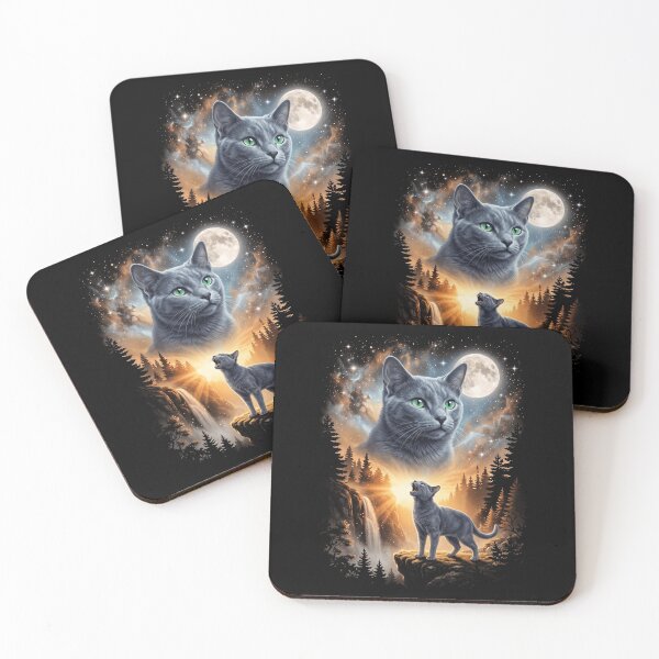Item preview, Russian Blue Howling Moon Art Cat Mom Dad Lover designed and sold by dian-rody-crest.