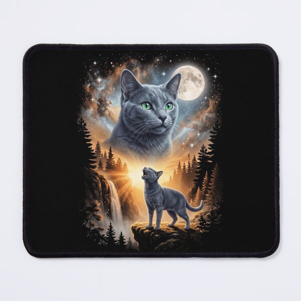 Item preview, Russian Blue Howling Moon Art Cat Mom Dad Lover designed and sold by dian-rody-crest.
