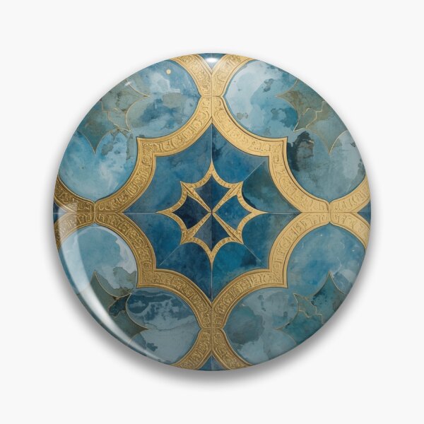 Item preview, Luxury Blue Gold Moroccan Quatrefoil Tile Pattern Decor designed and sold by GrinGalore.