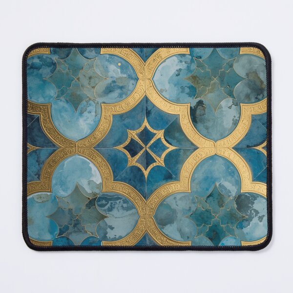 Item preview, Luxury Blue Gold Moroccan Quatrefoil Tile Pattern Decor designed and sold by GrinGalore.