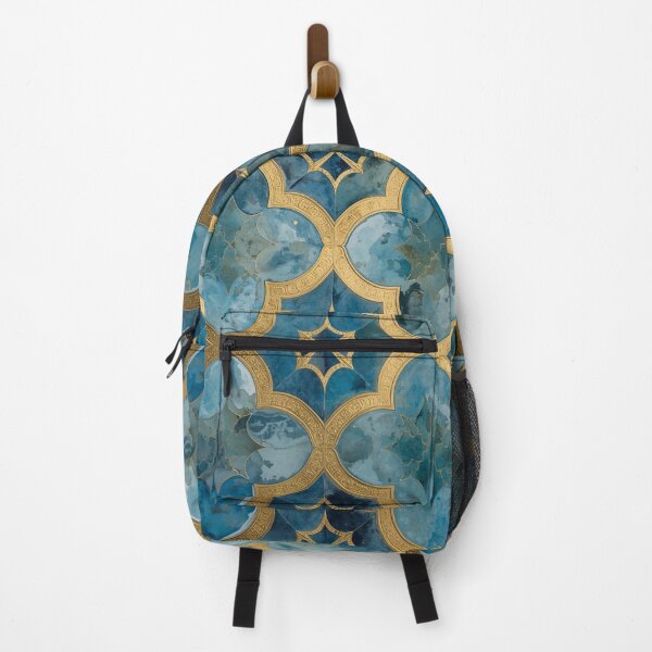 Item preview, Luxury Blue Gold Moroccan Quatrefoil Tile Pattern Decor designed and sold by GrinGalore.