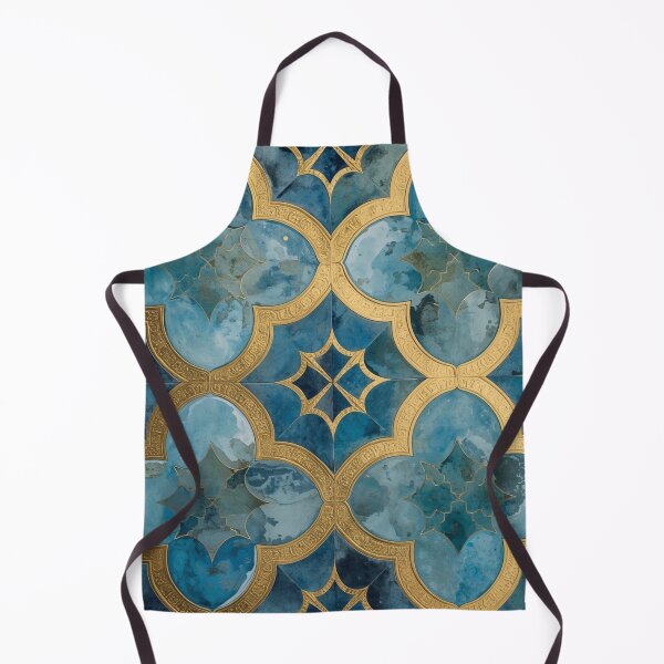 Item preview, Luxury Blue Gold Moroccan Quatrefoil Tile Pattern Decor designed and sold by GrinGalore.