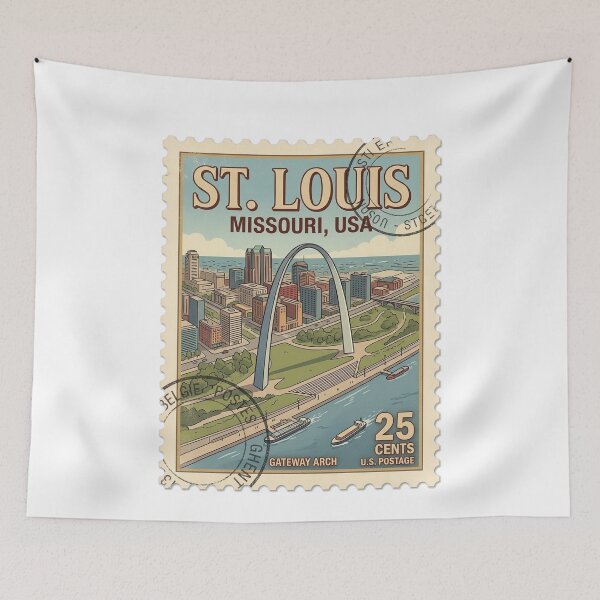Item preview, Vintage St. Louis Missouri Gateway Arch Travel Stamp designed and sold by k3rstman1.