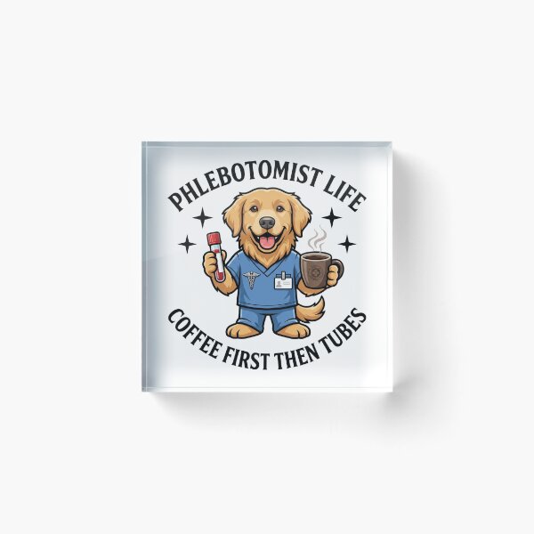 Item preview, Cute Golden Retriever Phlebotomist Funny Coffee Life Design – Medical Lab Week Nurse Appreciation Gift designed and sold by TeeStyle.mr.
