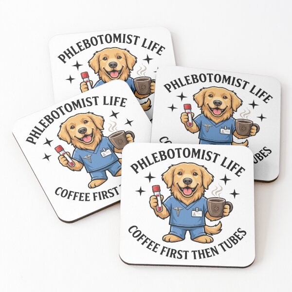 Item preview, Cute Golden Retriever Phlebotomist Funny Coffee Life Design – Medical Lab Week Nurse Appreciation Gift designed and sold by TeeStyle.mr.