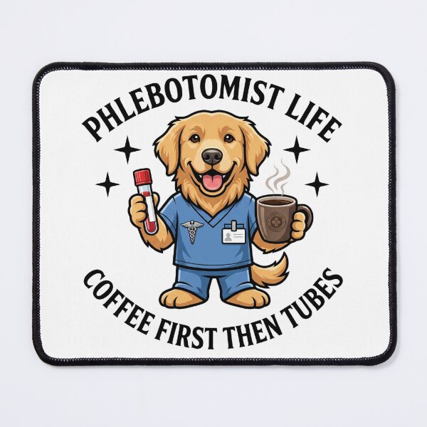 Item preview, Cute Golden Retriever Phlebotomist Funny Coffee Life Design – Medical Lab Week Nurse Appreciation Gift designed and sold by TeeStyle.mr.
