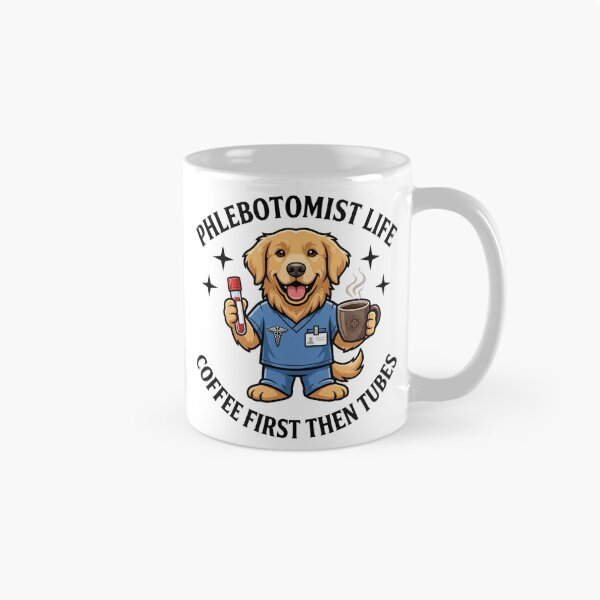Item preview, Cute Golden Retriever Phlebotomist Funny Coffee Life Design – Medical Lab Week Nurse Appreciation Gift designed and sold by TeeStyle.mr.