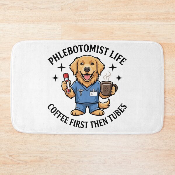 Item preview, Cute Golden Retriever Phlebotomist Funny Coffee Life Design – Medical Lab Week Nurse Appreciation Gift designed and sold by TeeStyle.mr.