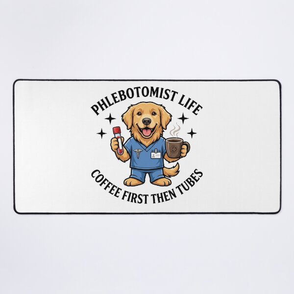 Item preview, Cute Golden Retriever Phlebotomist Funny Coffee Life Design – Medical Lab Week Nurse Appreciation Gift designed and sold by TeeStyle.mr.
