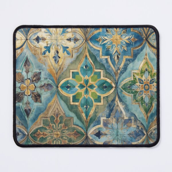 Item preview, Vintage Moroccan Mosaic Tile Pattern Blue Green Gold Elegant Decor designed and sold by GrinGalore.