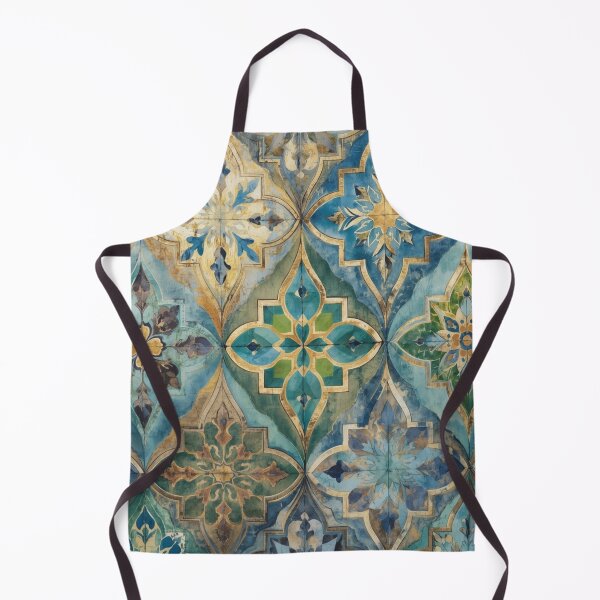 Item preview, Vintage Moroccan Mosaic Tile Pattern Blue Green Gold Elegant Decor designed and sold by GrinGalore.