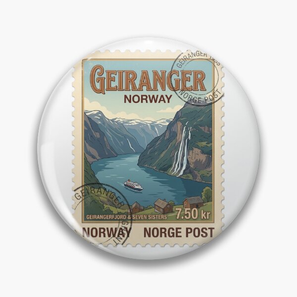 Item preview, Geirangerfjord Norway Vintage Travel Stamp Fjord Landscape designed and sold by k3rstman1.