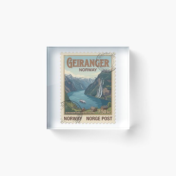 Item preview, Geirangerfjord Norway Vintage Travel Stamp Fjord Landscape designed and sold by k3rstman1.