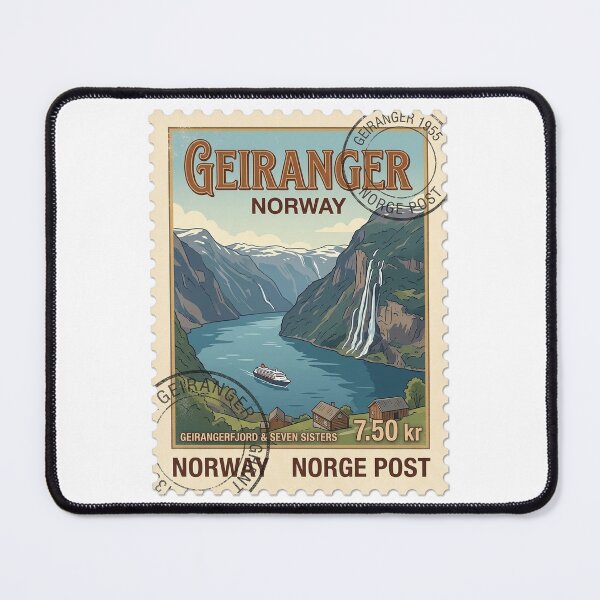 Item preview, Geirangerfjord Norway Vintage Travel Stamp Fjord Landscape designed and sold by k3rstman1.