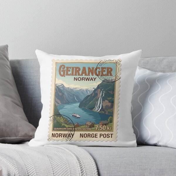Item preview, Geirangerfjord Norway Vintage Travel Stamp Fjord Landscape designed and sold by k3rstman1.