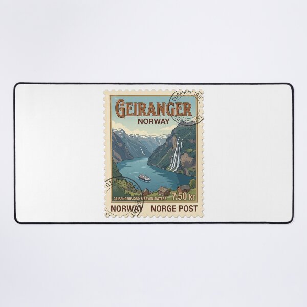 Item preview, Geirangerfjord Norway Vintage Travel Stamp Fjord Landscape designed and sold by k3rstman1.