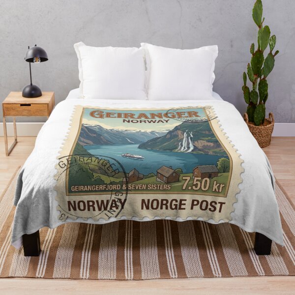 Item preview, Geirangerfjord Norway Vintage Travel Stamp Fjord Landscape designed and sold by k3rstman1.