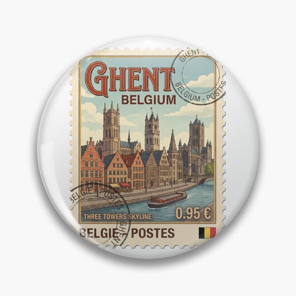 Item preview, Vintage Ghent Belgium Travel Stamp Skyline designed and sold by k3rstman1.