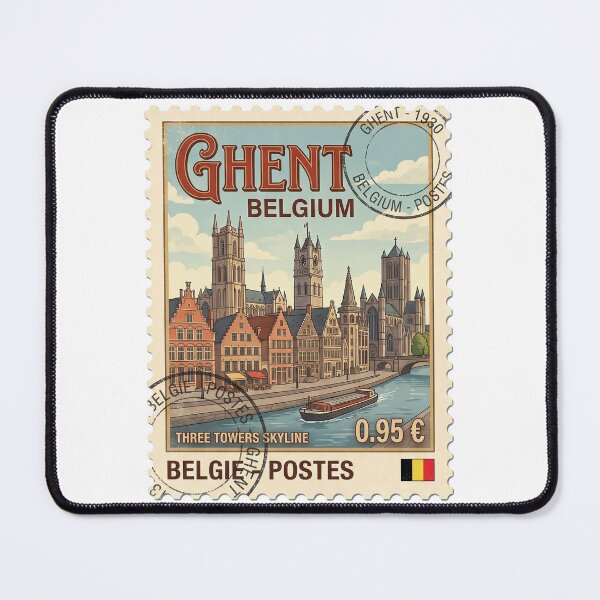 Item preview, Vintage Ghent Belgium Travel Stamp Skyline designed and sold by k3rstman1.