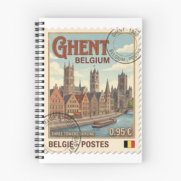 Item preview, Vintage Ghent Belgium Travel Stamp Skyline designed and sold by k3rstman1.
