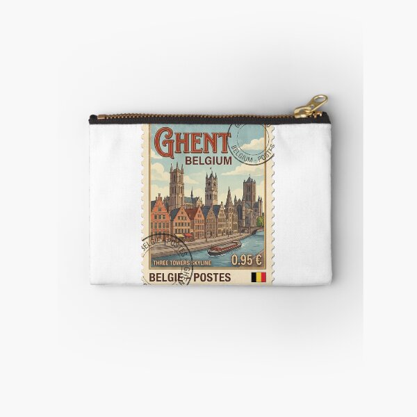 Item preview, Vintage Ghent Belgium Travel Stamp Skyline designed and sold by k3rstman1.
