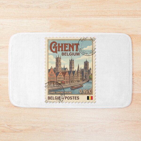 Item preview, Vintage Ghent Belgium Travel Stamp Skyline designed and sold by k3rstman1.