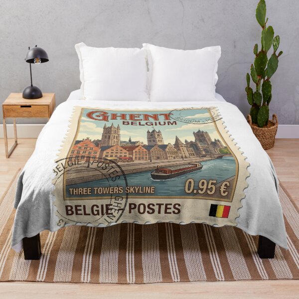 Item preview, Vintage Ghent Belgium Travel Stamp Skyline designed and sold by k3rstman1.