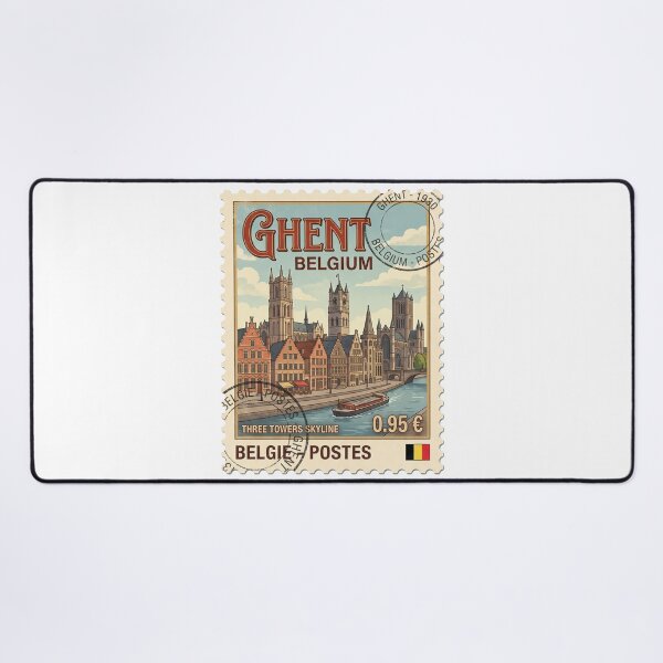 Item preview, Vintage Ghent Belgium Travel Stamp Skyline designed and sold by k3rstman1.