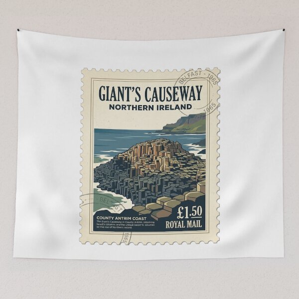 Item preview, Giant's Causeway Northern Ireland Vintage Travel Stamp designed and sold by k3rstman1.