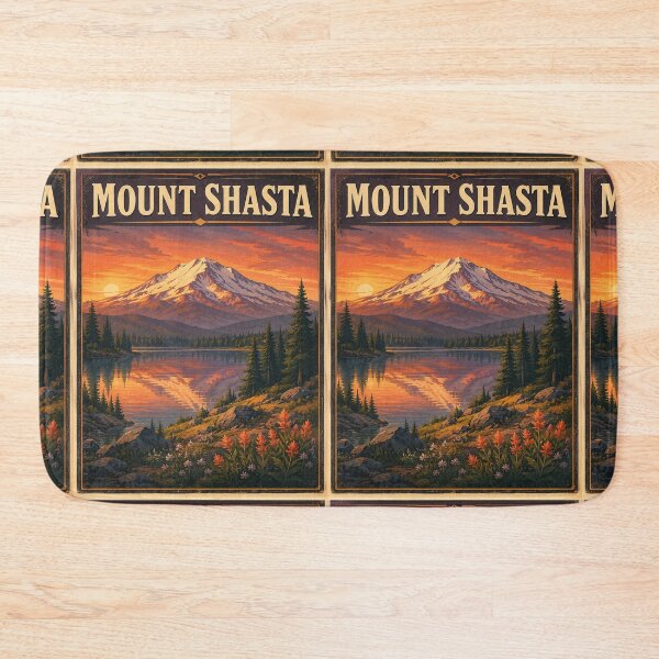 Item preview, Mount Shasta California Vintage Travel Poster | Retro Volcano Hiking Adventure | Snow-Capped Mountain National Park Nature designed and sold by Globalcitytees.