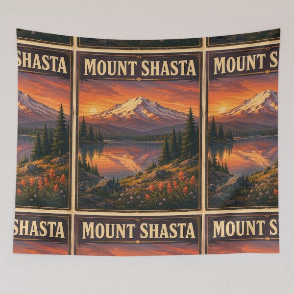 Item preview, Mount Shasta California Vintage Travel Poster | Retro Volcano Hiking Adventure | Snow-Capped Mountain National Park Nature designed and sold by Globalcitytees.