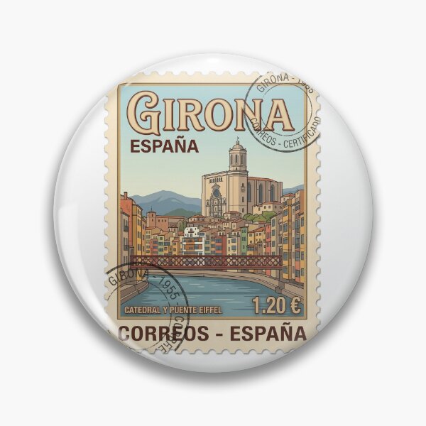 Item preview, Girona Spain Travel Stamp Cathedral Eiffel Bridge designed and sold by k3rstman1.