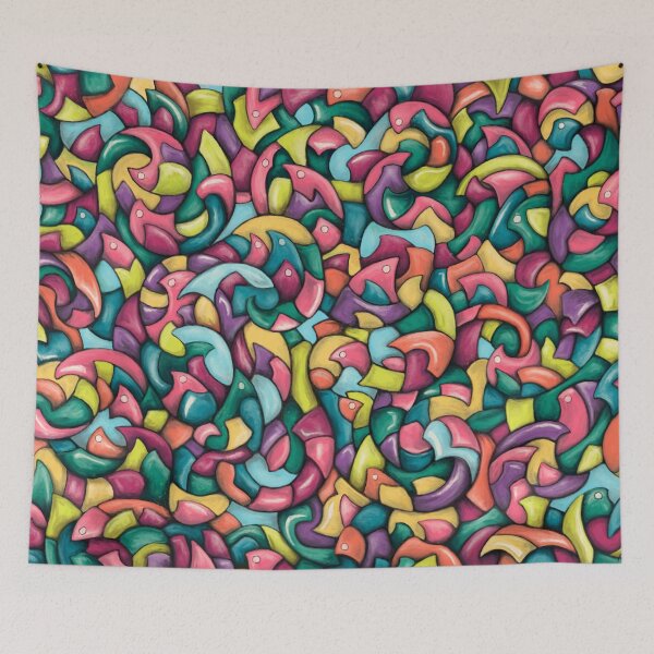 Item preview, Colorful abstract shapes, rainbow colored waves designed and sold by NadiaChevrel.