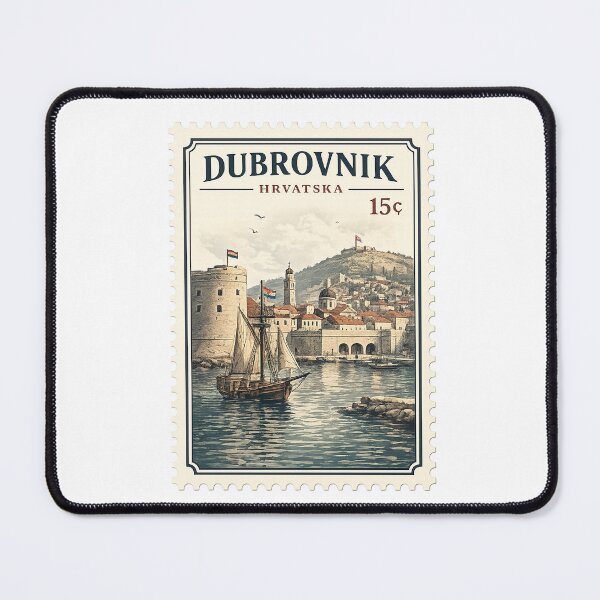 Item preview, Dubrovnik Croatia Vintage Postage Stamp | Retro Travel Illustration designed and sold by ustylelab.