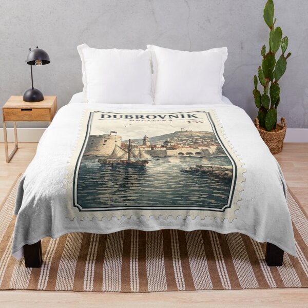 Item preview, Dubrovnik Croatia Vintage Postage Stamp | Retro Travel Illustration designed and sold by ustylelab.