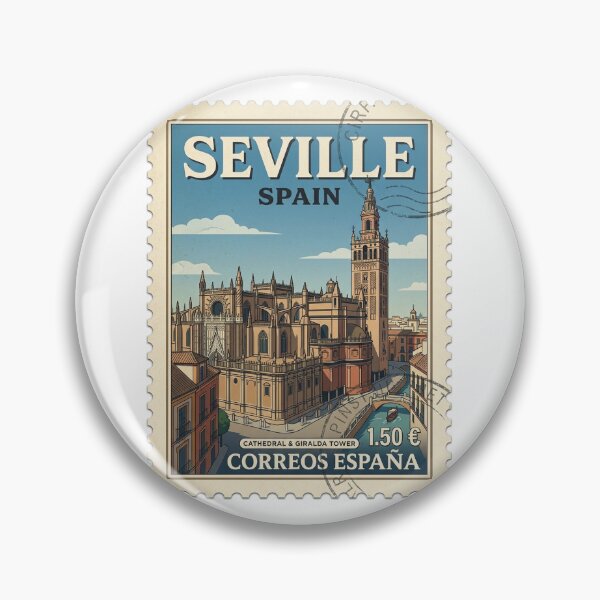 Item preview, Vintage Seville Spain Cathedral Giralda Travel Stamp designed and sold by k3rstman1.
