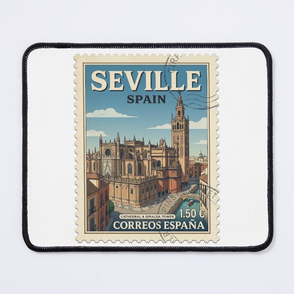 Item preview, Vintage Seville Spain Cathedral Giralda Travel Stamp designed and sold by k3rstman1.