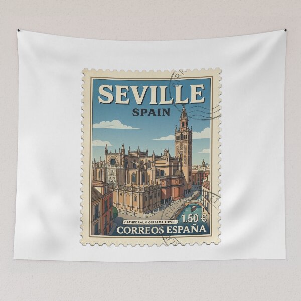 Item preview, Vintage Seville Spain Cathedral Giralda Travel Stamp designed and sold by k3rstman1.