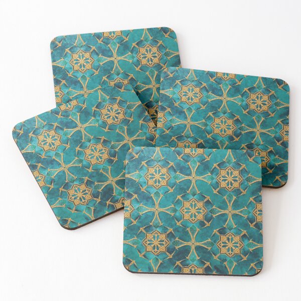 Item preview, Luxury Teal Gold Moroccan Geometric Mosaic Pattern Seamless Decor Design designed and sold by GrinGalore.