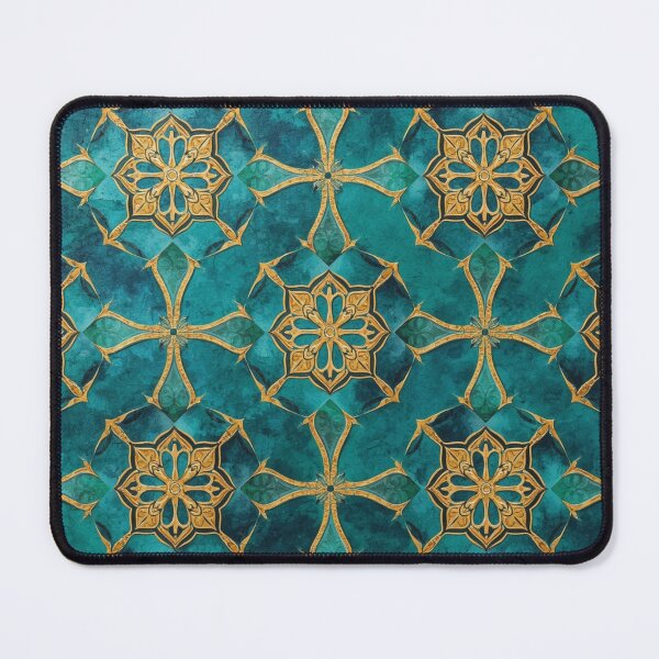 Item preview, Luxury Teal Gold Moroccan Geometric Mosaic Pattern Seamless Decor Design designed and sold by GrinGalore.
