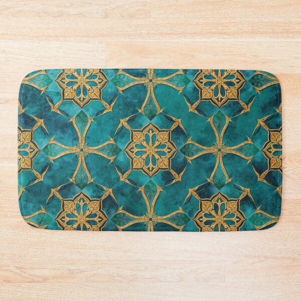 Item preview, Luxury Teal Gold Moroccan Geometric Mosaic Pattern Seamless Decor Design designed and sold by GrinGalore.