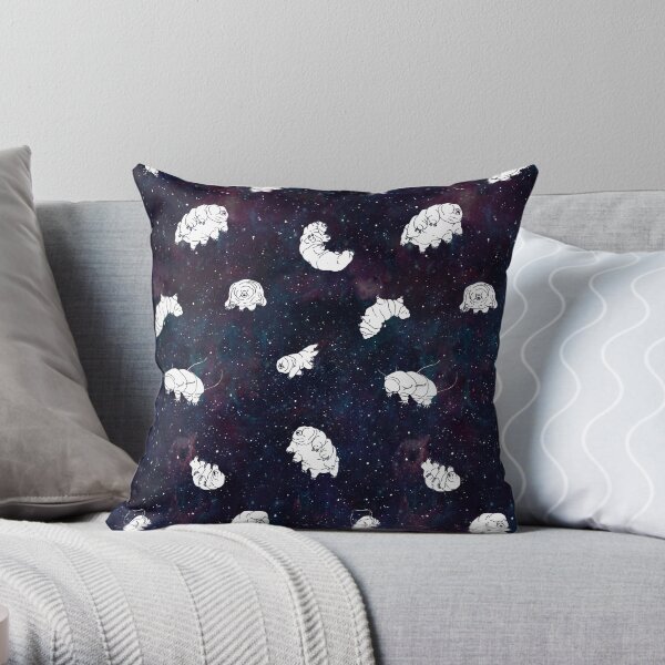 tardigrades in space pattern Throw Pillow