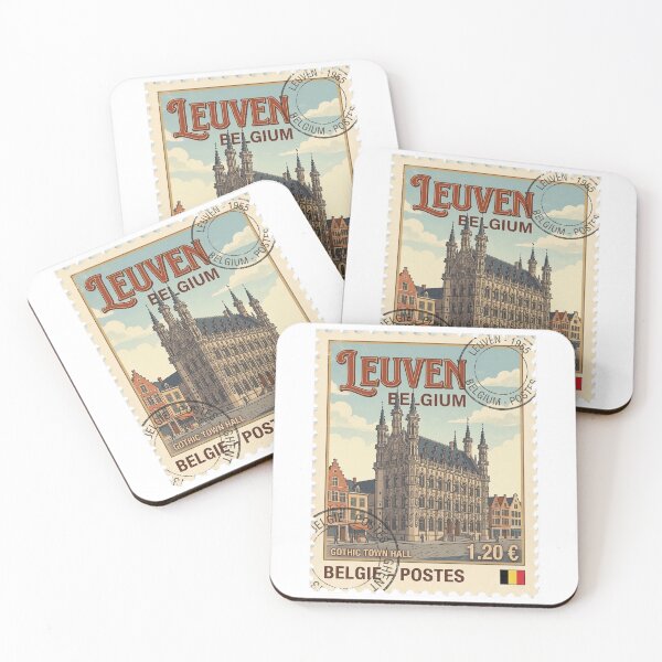 Item preview, Vintage Leuven Belgium Gothic Town Hall Travel Stamp designed and sold by k3rstman1.