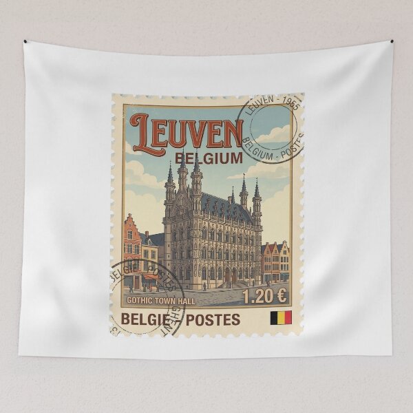 Item preview, Vintage Leuven Belgium Gothic Town Hall Travel Stamp designed and sold by k3rstman1.