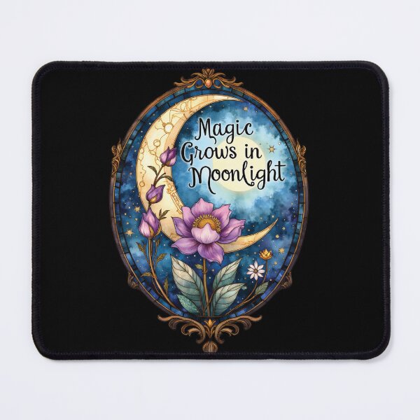 Item preview, Magic Grows in Moonlight Mystical Crescent Moon Floral Art -Black Edition designed and sold by Connys Colorful World.