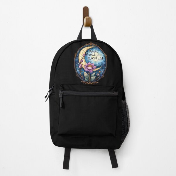 Item preview, Magic Grows in Moonlight Mystical Crescent Moon Floral Art -Black Edition designed and sold by Connys Colorful World.