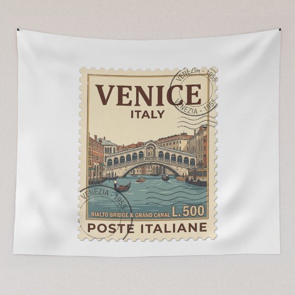 Item preview, Vintage Venice Italy Rialto Bridge Travel Stamp designed and sold by k3rstman1.