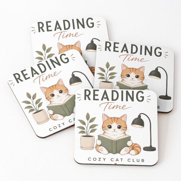 Item preview, Reading Time Cozy Cat Club Cute Orange Kitten Book Lover designed and sold by Nicha Studio.
