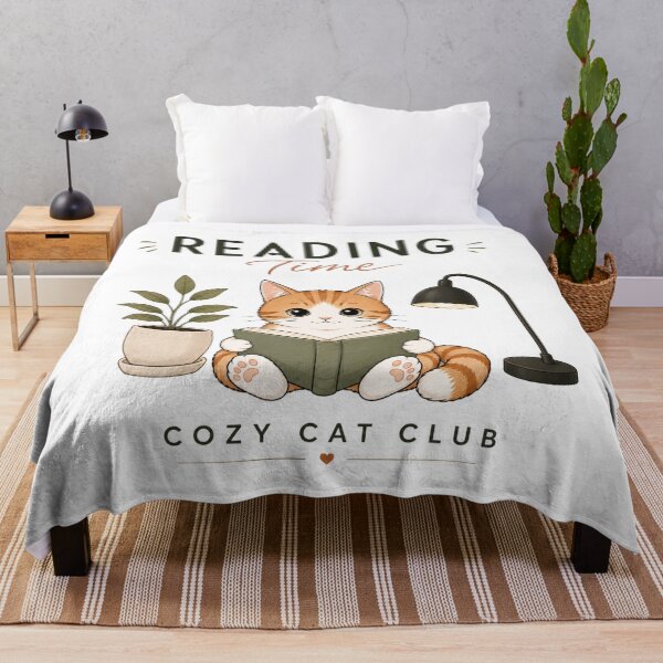 Item preview, Reading Time Cozy Cat Club Cute Orange Kitten Book Lover designed and sold by Nicha Studio.